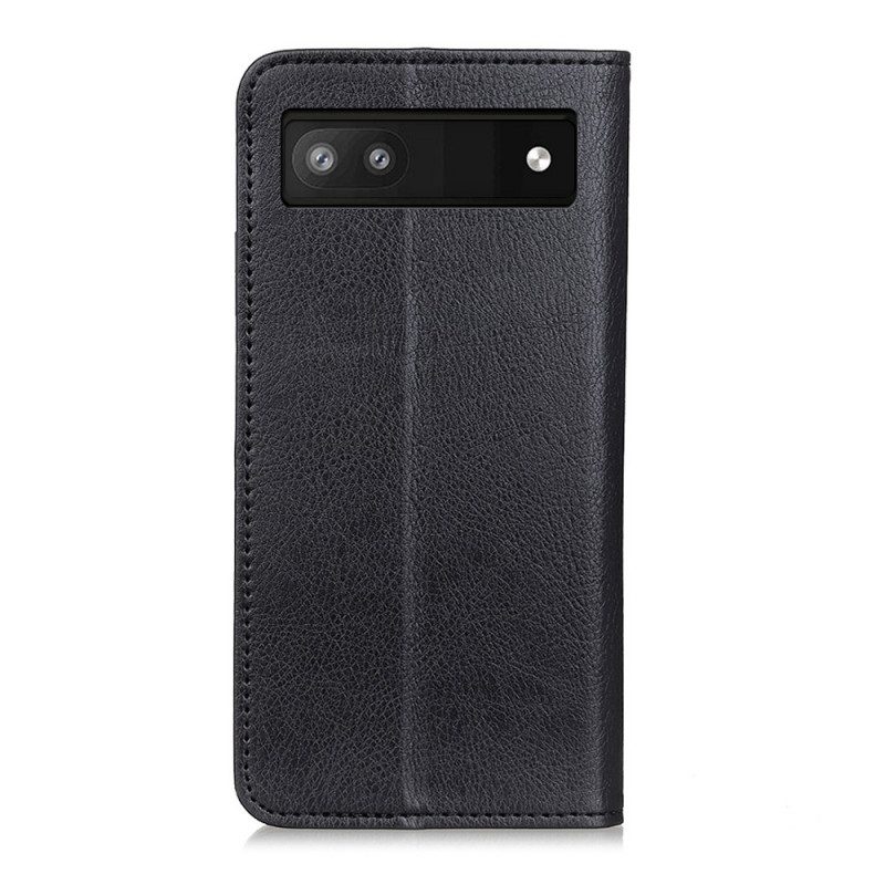 Folio Cover Google Pixel 6A Custodia in pelle Crosta Di Pelle Opaca