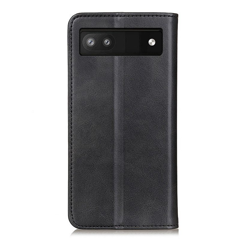 Folio Cover Google Pixel 6A Custodia in pelle Cuoio Spaccato