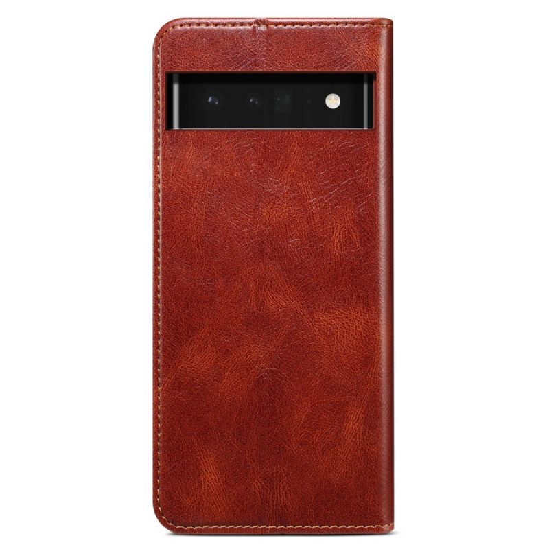 Folio Cover Google Pixel 6A Custodia in pelle Effetto Pelle Cerata