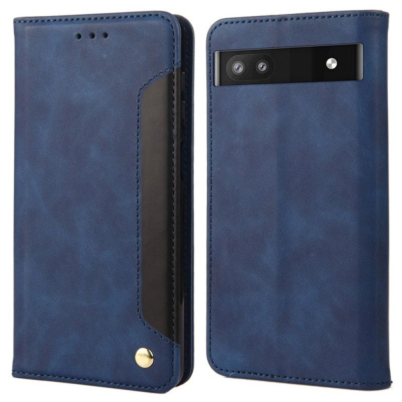 Folio Cover Google Pixel 6A Custodia in pelle Firma Bicolore