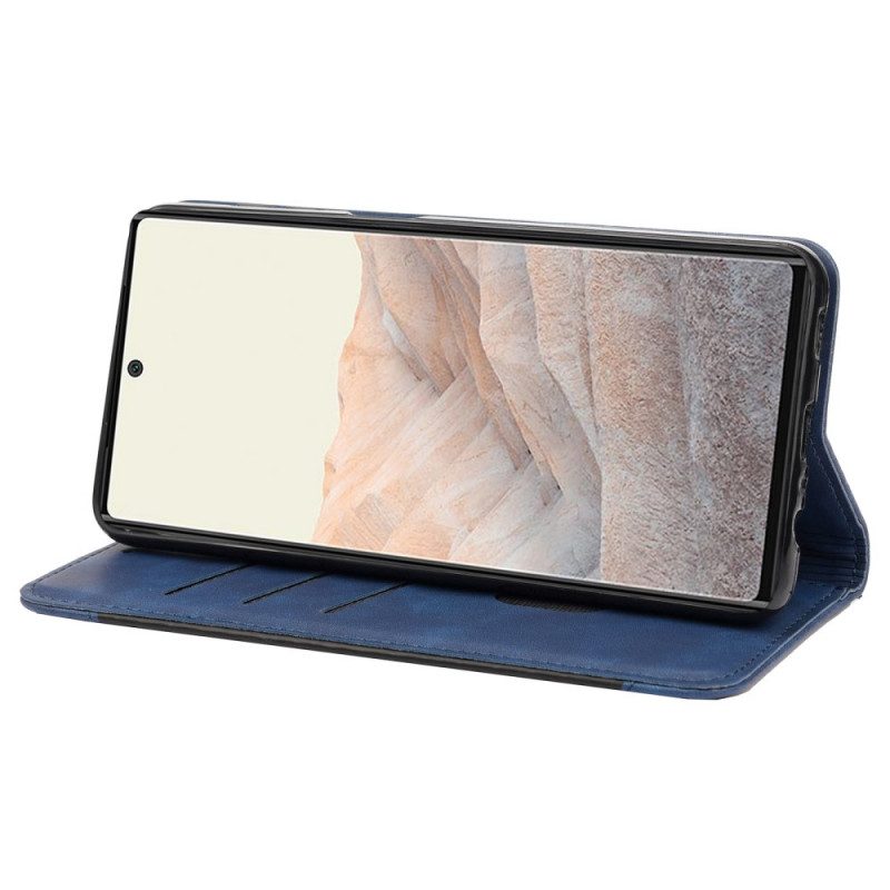 Folio Cover Google Pixel 6A Custodia in pelle Firma Bicolore