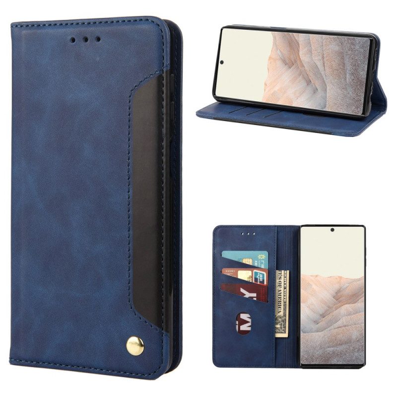 Folio Cover Google Pixel 6A Custodia in pelle Firma Bicolore