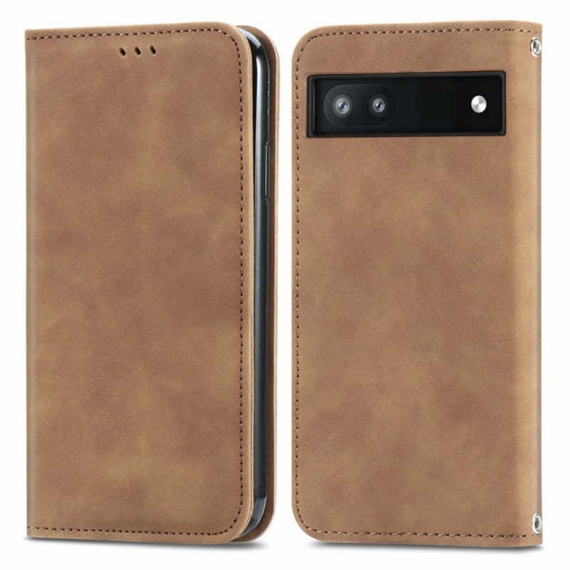 Folio Cover Google Pixel 6A Custodia in pelle Serie D'epoca