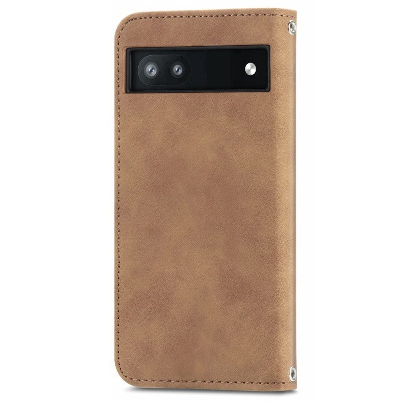 Folio Cover Google Pixel 6A Custodia in pelle Serie D'epoca