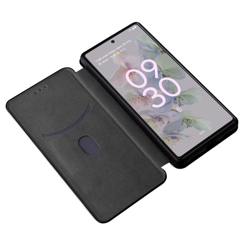 Folio Cover Google Pixel 6A Custodia in pelle Silicone Colorato Al Carbonio