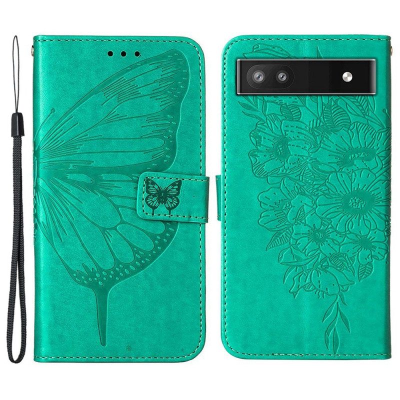 Folio Cover Google Pixel 6A Farfalla Artistica Con Cinturino