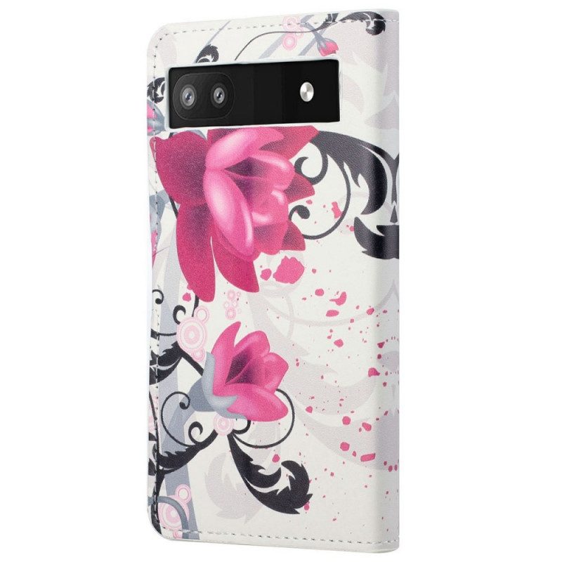 Folio Cover Google Pixel 6A Fiori Tropicali