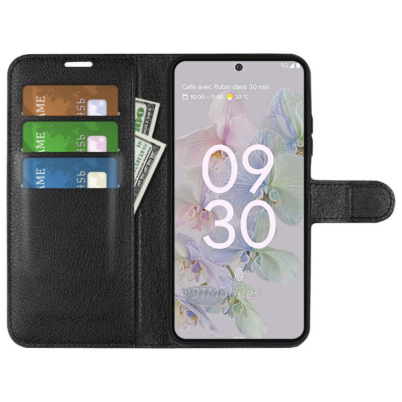 Folio Cover Google Pixel 6A Stile Classico In Pelle