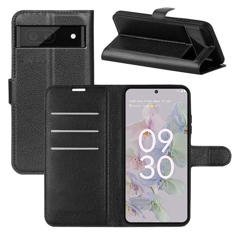 Folio Cover Google Pixel 6A Stile Classico In Pelle