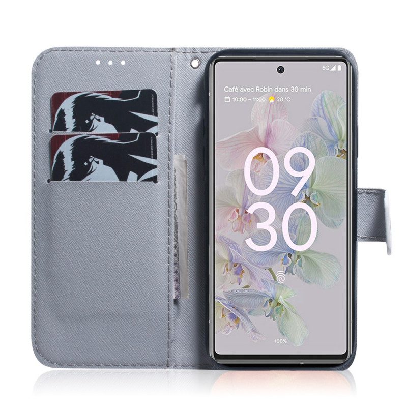 Folio Cover Google Pixel 6A Tigre Bianca