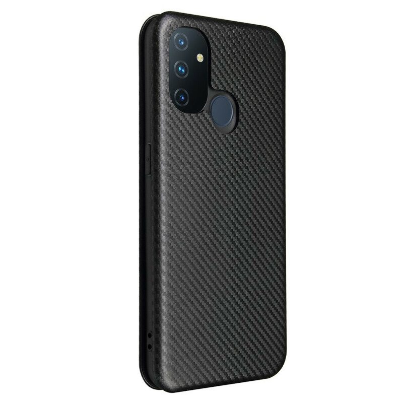 Folio Cover OnePlus Nord N100 Custodia in pelle Fibra Di Carbonio