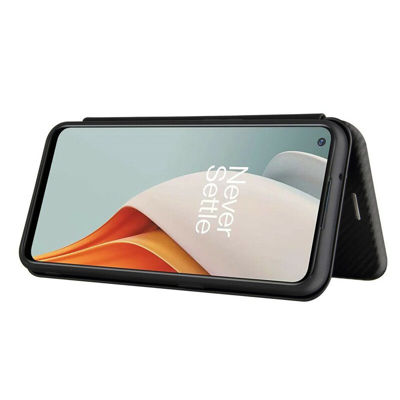 Folio Cover OnePlus Nord N100 Custodia in pelle Fibra Di Carbonio