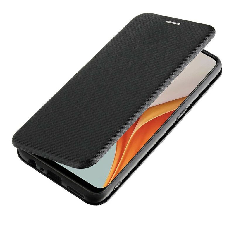 Folio Cover OnePlus Nord N100 Custodia in pelle Fibra Di Carbonio