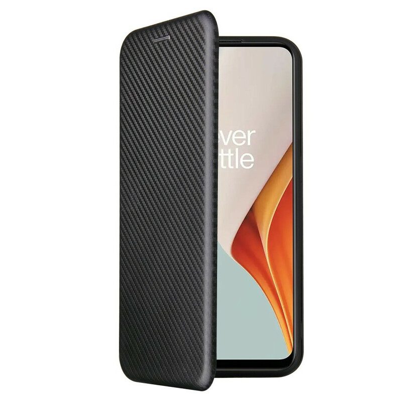 Folio Cover OnePlus Nord N100 Custodia in pelle Fibra Di Carbonio