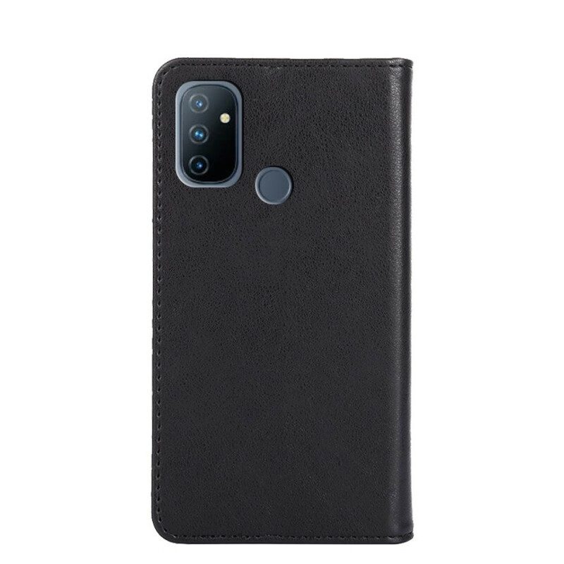 Folio Cover OnePlus Nord N100 Custodia in pelle Rivetto In Pelle Stile