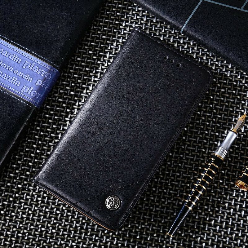 Folio Cover OnePlus Nord N100 Custodia in pelle Rivetto In Pelle Stile