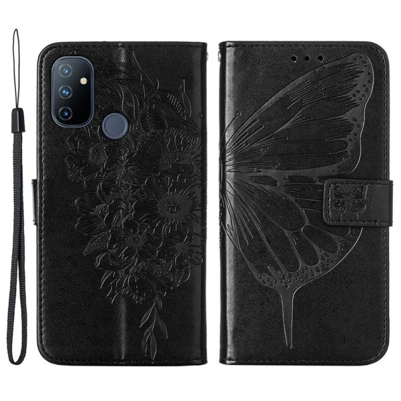 Folio Cover OnePlus Nord N100 Design A Farfalla Strappy