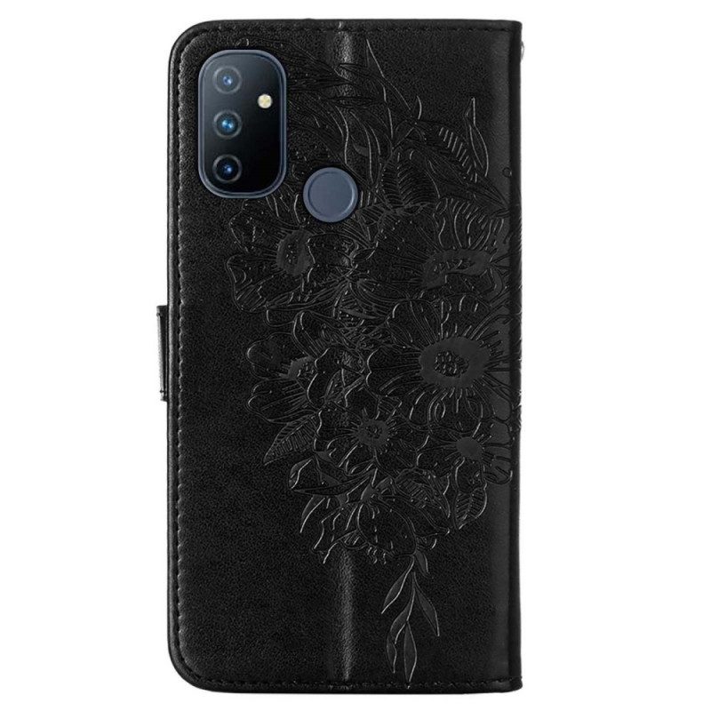 Folio Cover OnePlus Nord N100 Design A Farfalla Strappy