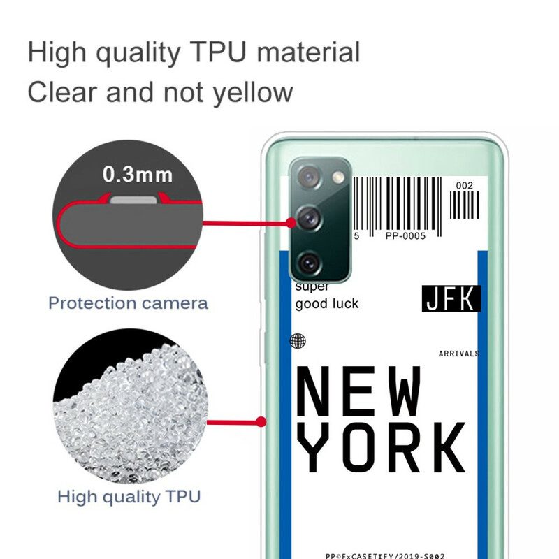 Cover Samsung Galaxy S20 FE Carta D'imbarco Per New York