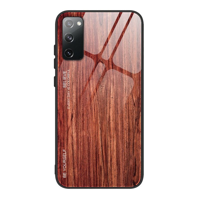 Cover Samsung Galaxy S20 FE Design In Legno Vetro Temperato