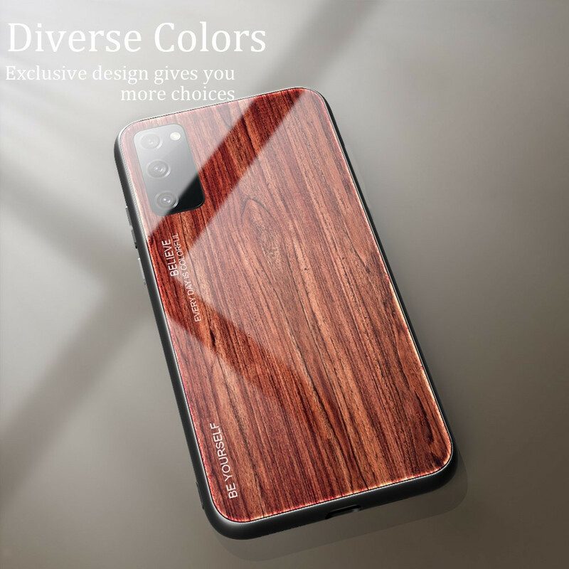 Cover Samsung Galaxy S20 FE Design In Legno Vetro Temperato