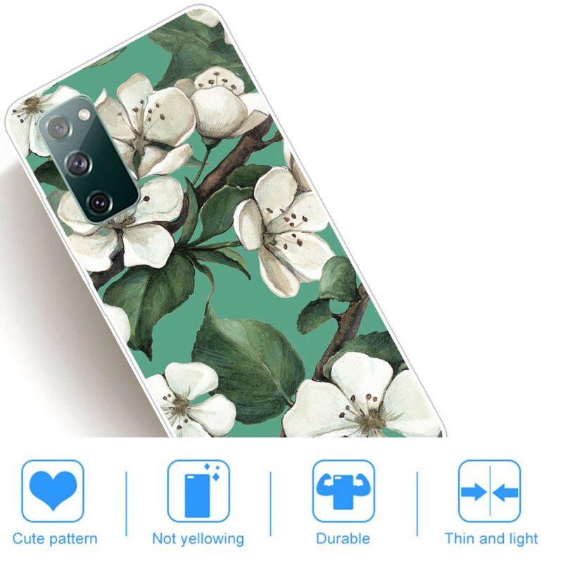 Cover Samsung Galaxy S20 FE Fiori Bianchi Dipinti