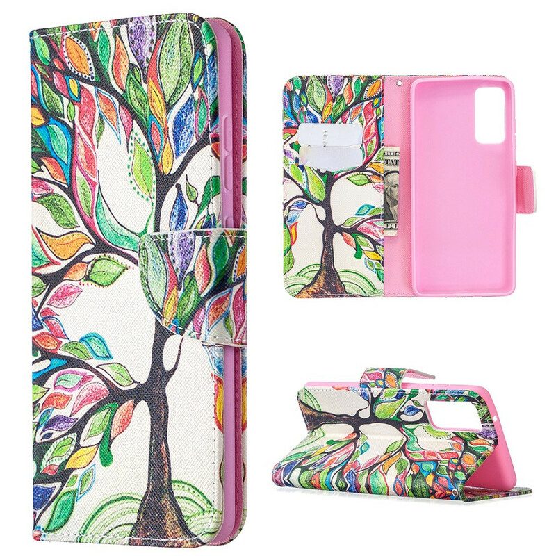 Custodia in pelle Samsung Galaxy S20 FE Albero Colorato