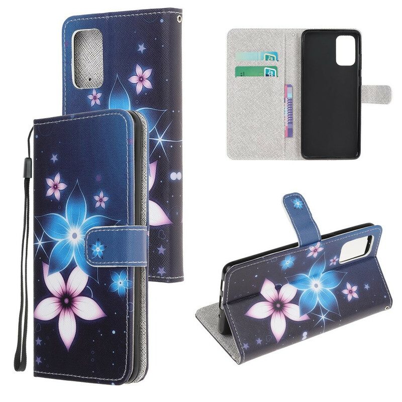 Custodia in pelle Samsung Galaxy S20 FE Cinturino Lunare Fiori