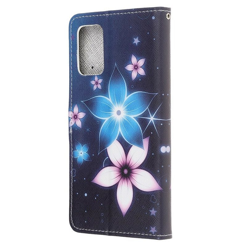 Custodia in pelle Samsung Galaxy S20 FE Cinturino Lunare Fiori