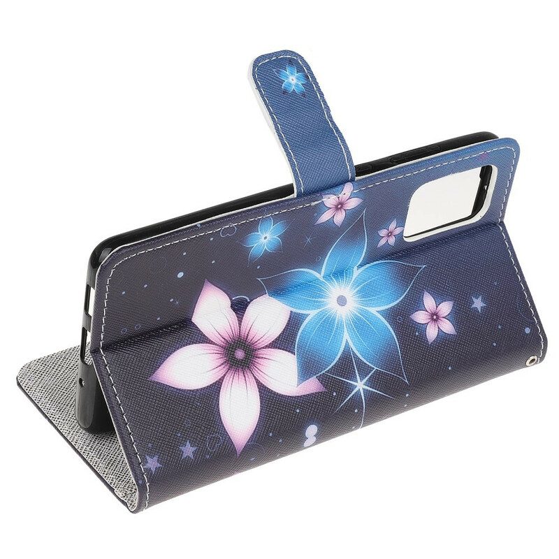 Custodia in pelle Samsung Galaxy S20 FE Cinturino Lunare Fiori