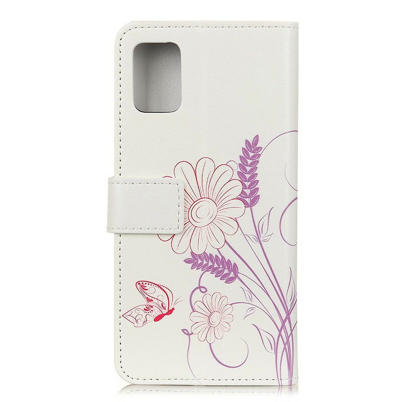 Custodia in pelle Samsung Galaxy S20 FE Disegno Farfalle E Fiori