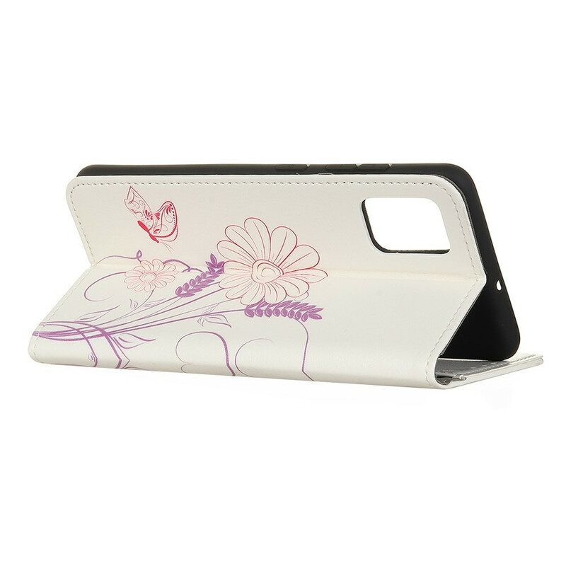 Custodia in pelle Samsung Galaxy S20 FE Disegno Farfalle E Fiori