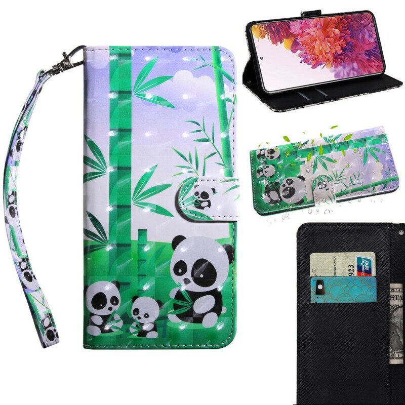 Custodia in pelle Samsung Galaxy S20 FE Famiglia Panda