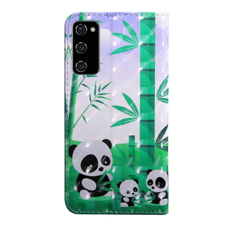 Custodia in pelle Samsung Galaxy S20 FE Famiglia Panda