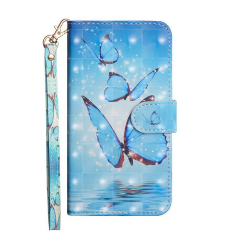 Custodia in pelle Samsung Galaxy S20 FE Farfalle Blu Volanti