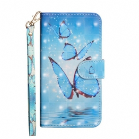 Custodia in pelle Samsung Galaxy S20 FE Farfalle Blu Volanti