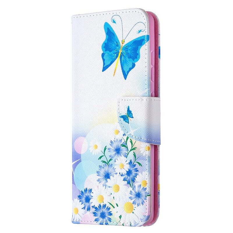 Custodia in pelle Samsung Galaxy S20 FE Farfalle E Fiori Dipinti