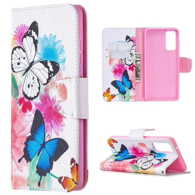 Custodia in pelle Samsung Galaxy S20 FE Farfalle E Fiori Dipinti