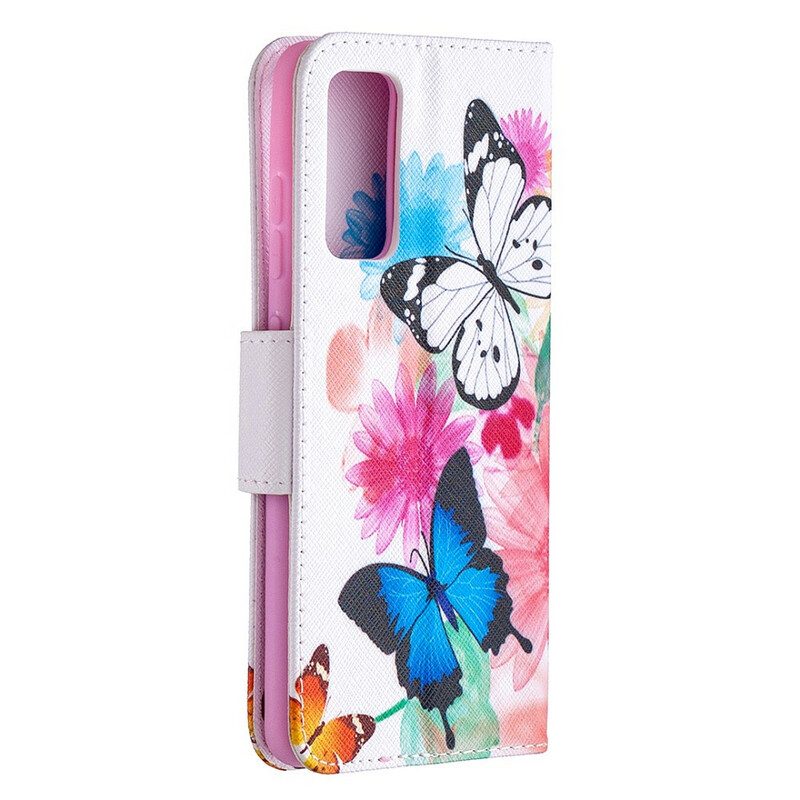 Custodia in pelle Samsung Galaxy S20 FE Farfalle E Fiori Dipinti