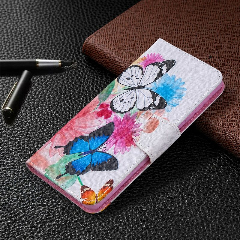 Custodia in pelle Samsung Galaxy S20 FE Farfalle E Fiori Dipinti