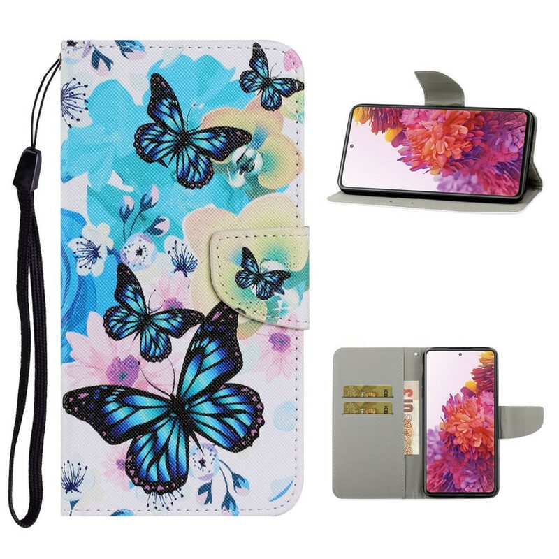 Custodia in pelle Samsung Galaxy S20 FE Farfalle E Fiori Estivi