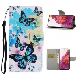 Custodia in pelle Samsung Galaxy S20 FE Farfalle E Fiori Estivi