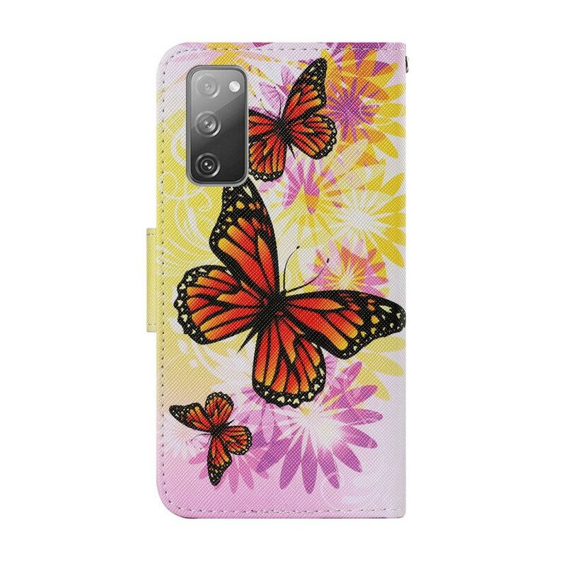 Custodia in pelle Samsung Galaxy S20 FE Farfalle E Fiori Estivi