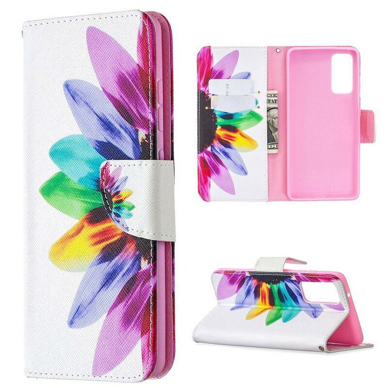 Custodia in pelle Samsung Galaxy S20 FE Fiore Dell'acquerello