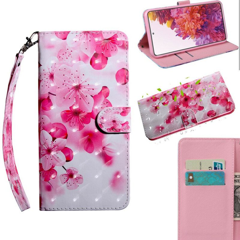 Custodia in pelle Samsung Galaxy S20 FE Fiori Rosa