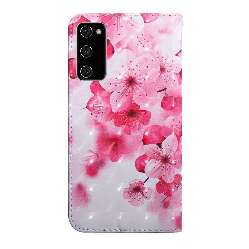 Custodia in pelle Samsung Galaxy S20 FE Fiori Rosa