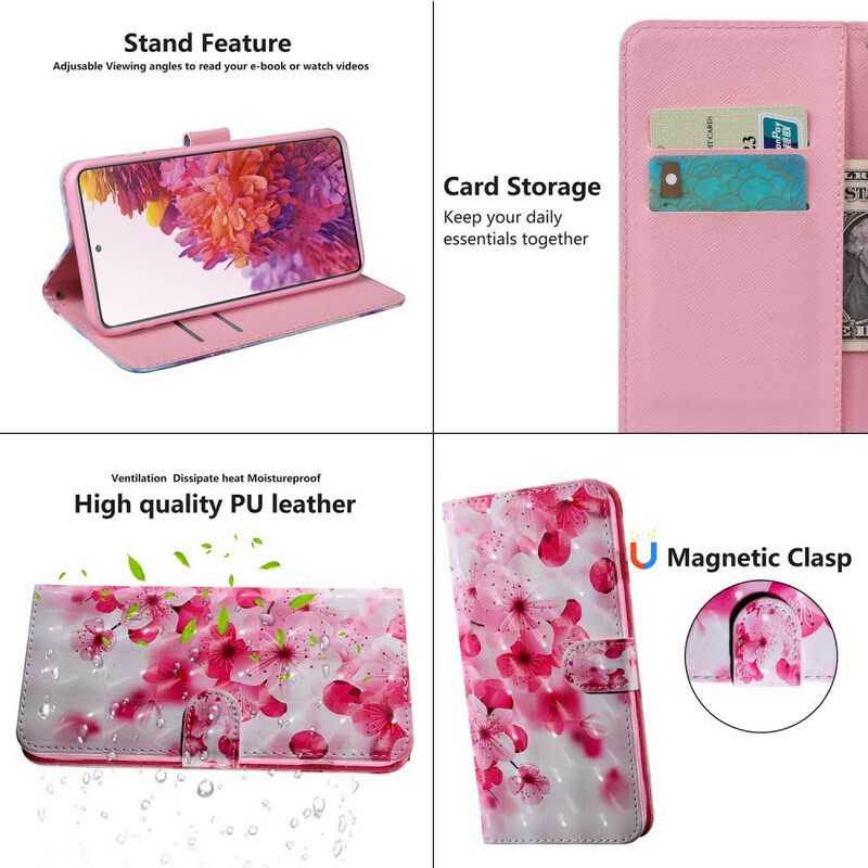 Custodia in pelle Samsung Galaxy S20 FE Fiori Rosa