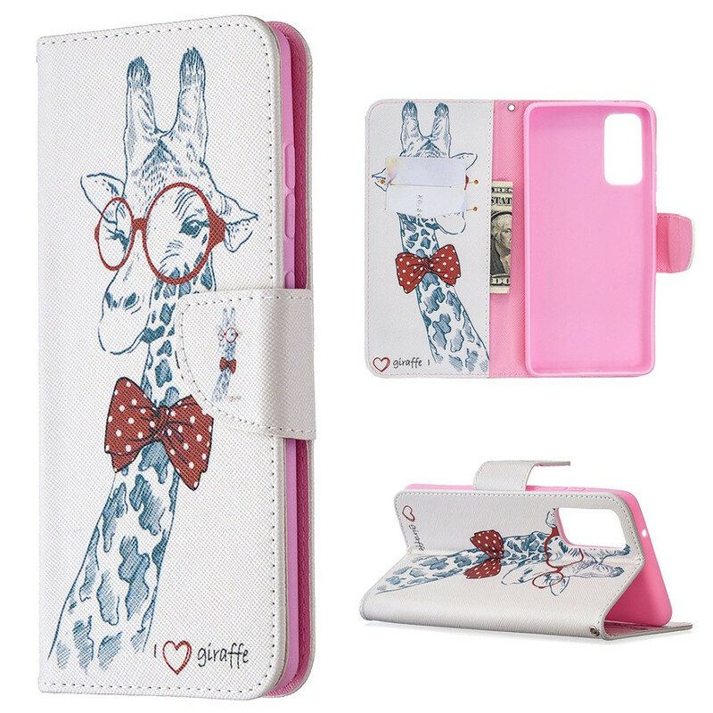 Custodia in pelle Samsung Galaxy S20 FE Giraffa Intelligente