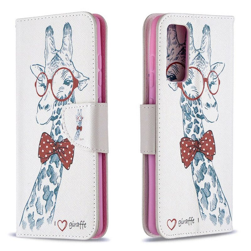 Custodia in pelle Samsung Galaxy S20 FE Giraffa Intelligente