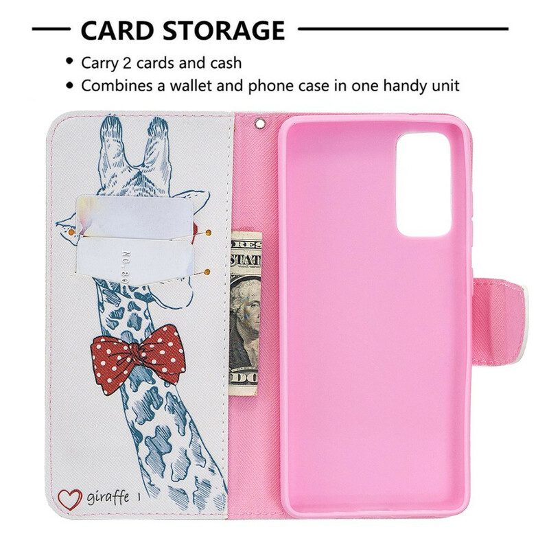 Custodia in pelle Samsung Galaxy S20 FE Giraffa Intelligente